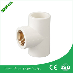 sam-uk Factory wholesale high quality plastic pvc pipe plumbing fittings manufacturers PVC female brass tee fitting