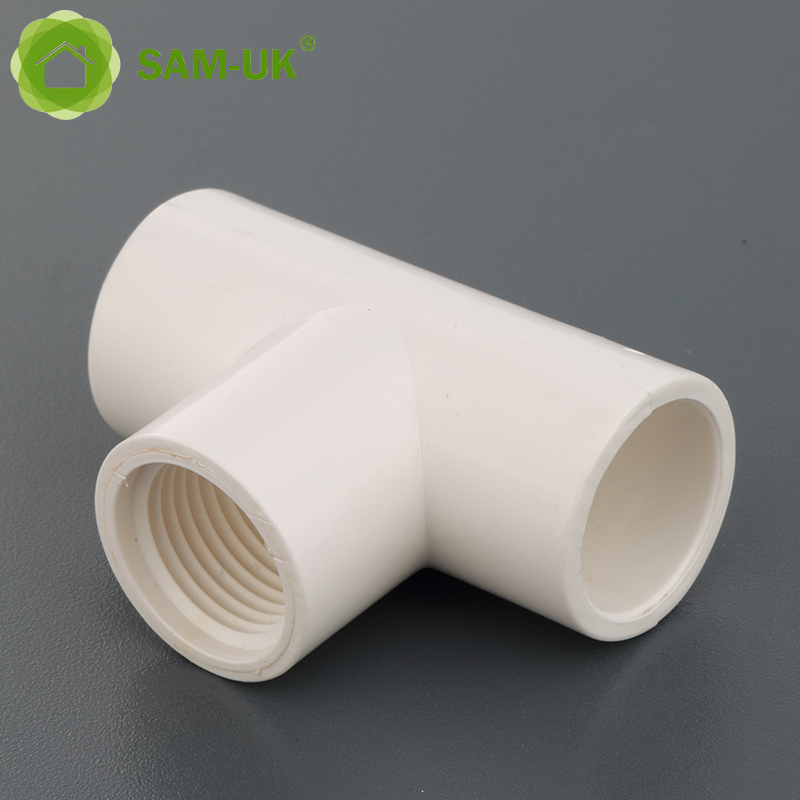sam-uk Factory wholesale high quality plastic pvc pipe plumbing fittings manufacturers 90 degree pvc female tee pipe fittings
